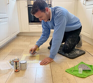 Surface Doctor performing worktop repairs in Greenwich kitchen