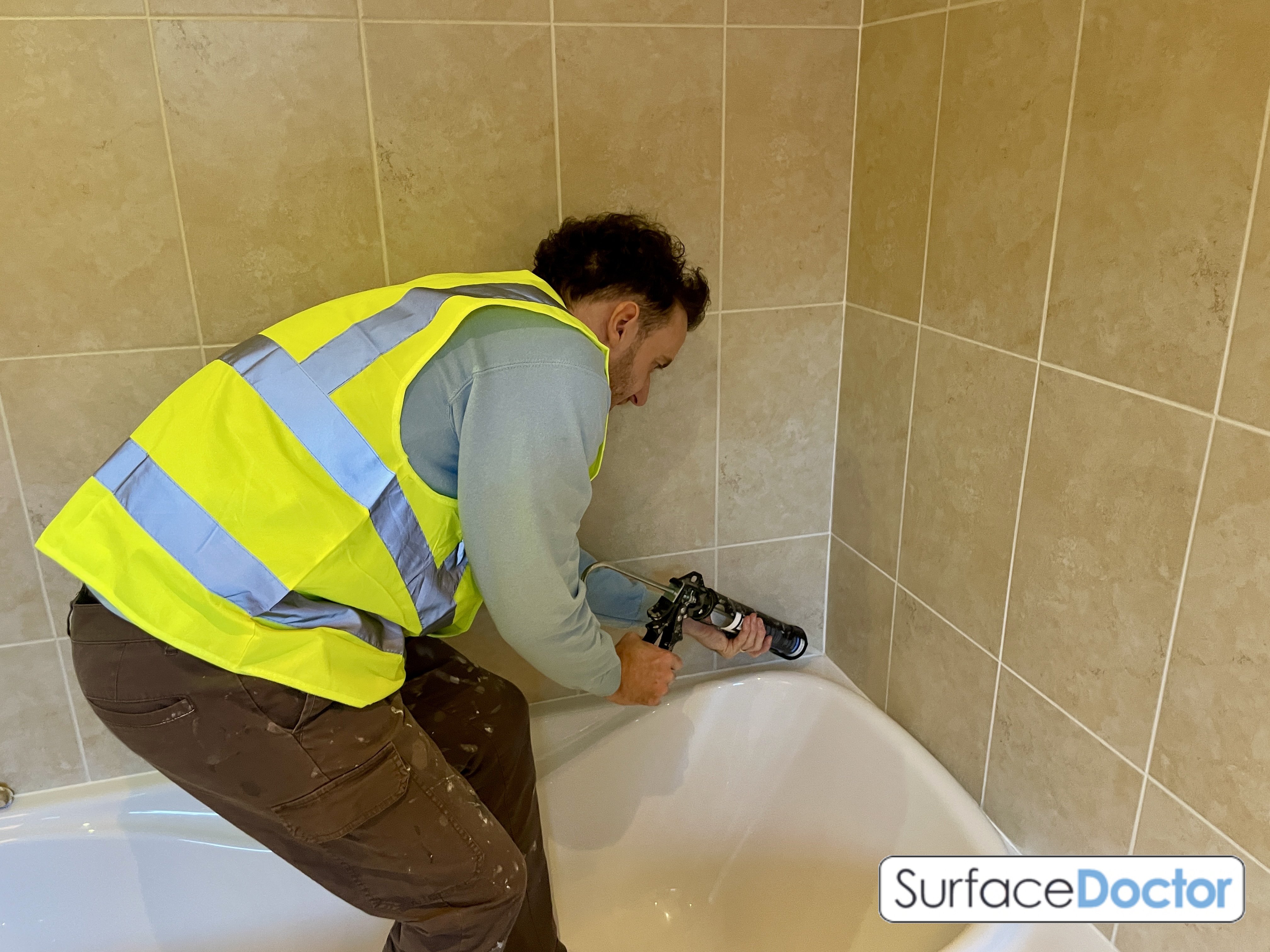 Mastic man providing colour-matched sealant in Leatherhead